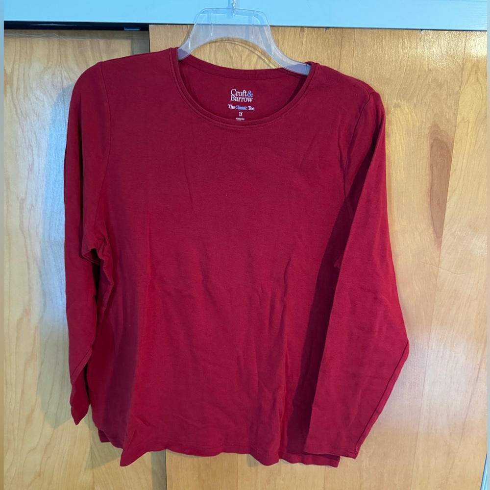 Croft & Barrow Essentials Long Sleeve Tee Size 1X - Red